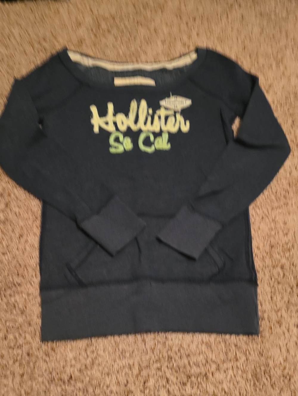 Hollister Navy Crewneck Sweatshirt with Light Green Logo